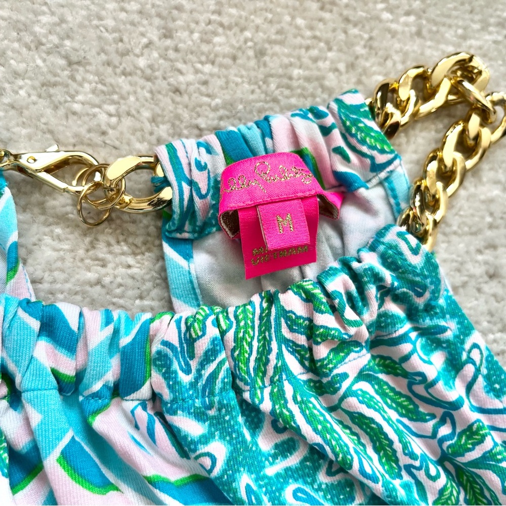 LILLY PULITZER Bingham Halter Midi Dress Prism Blue Size Medium Preppy Chic - Picture 5 of 9